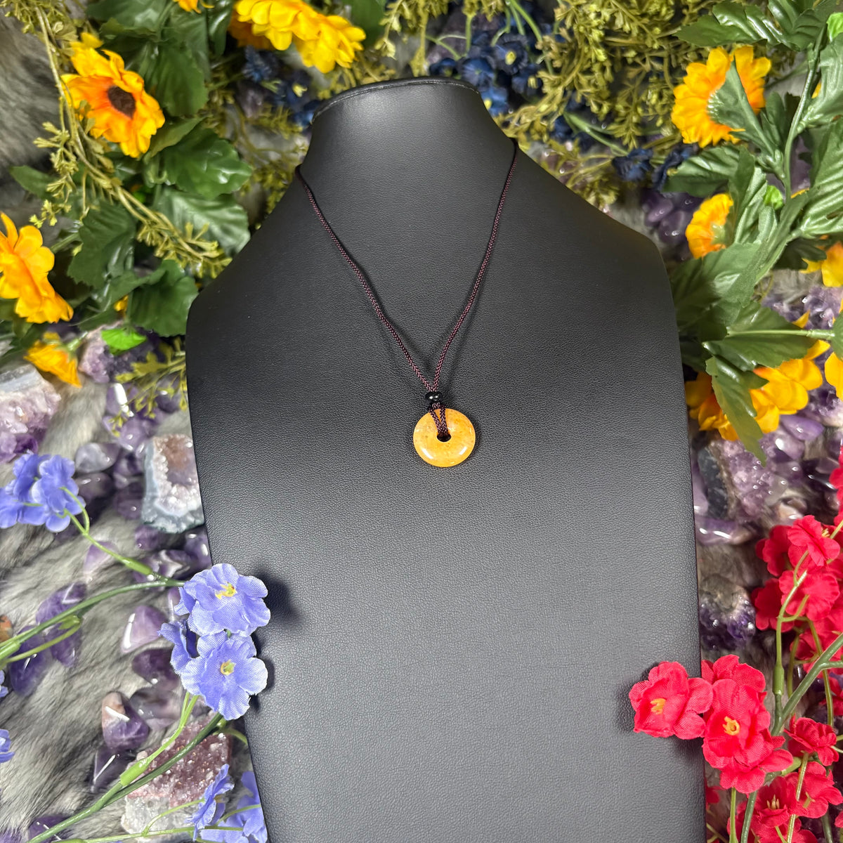 Yellow Jade Eternal Circle Necklace
