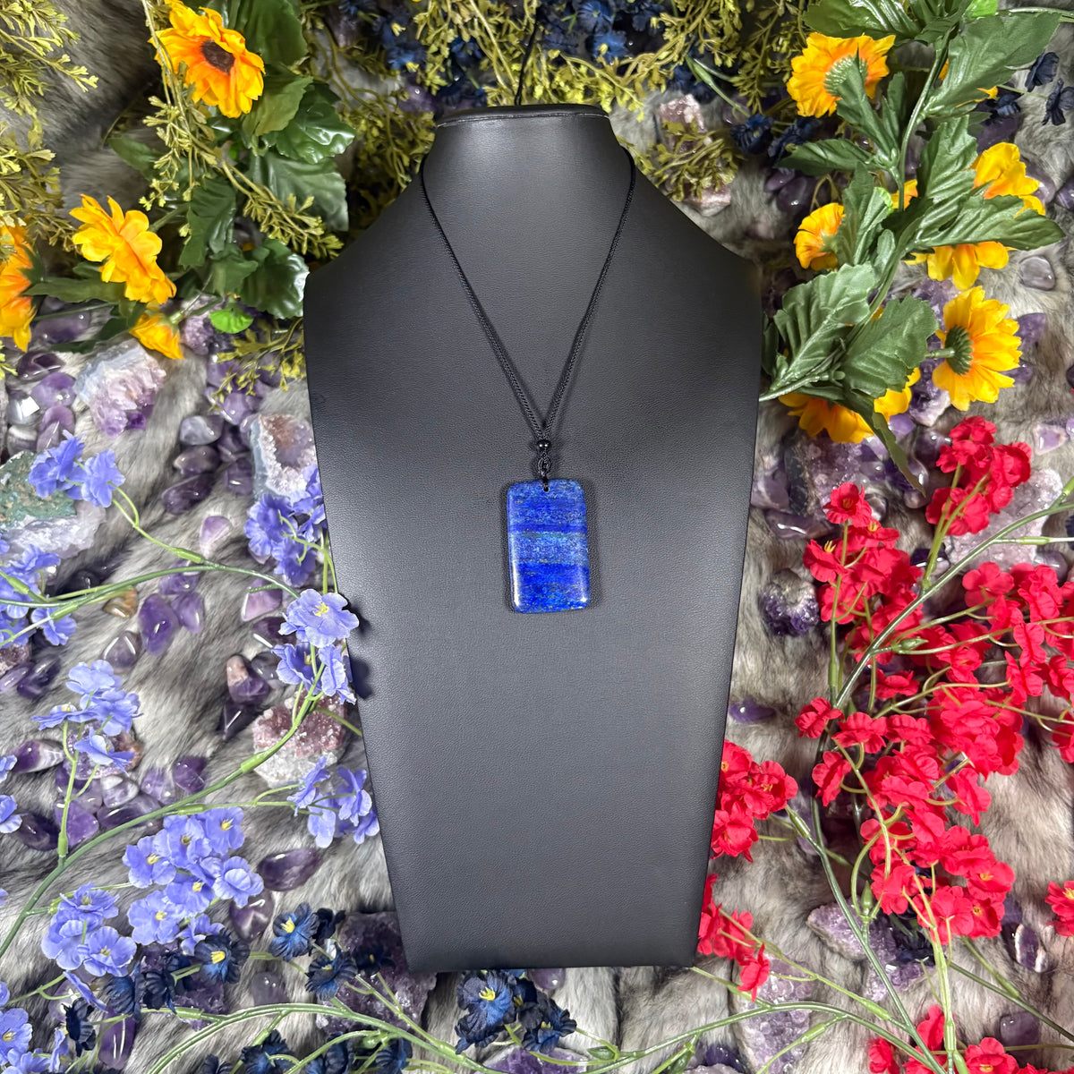 Lapis Lazuli Sacred Relic Necklace Adjustable Cord