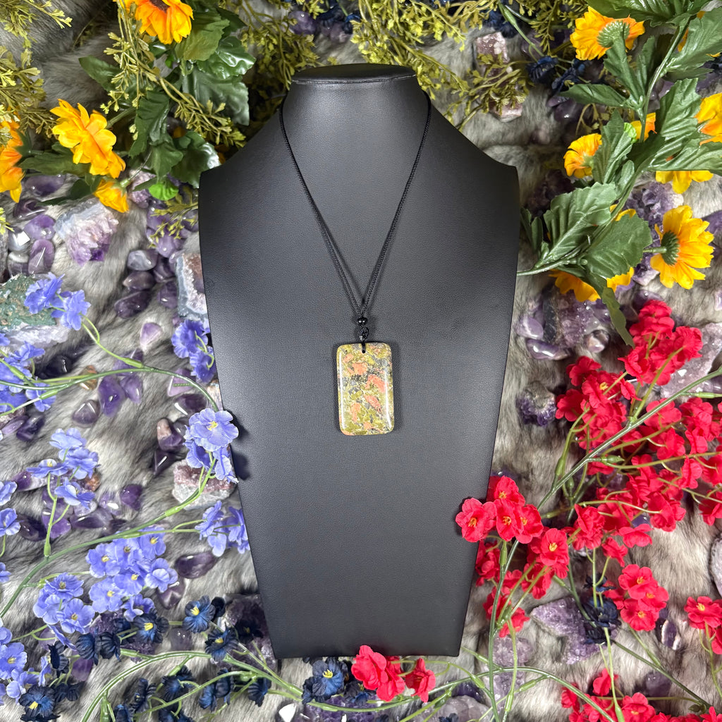 Unakite Sacred Relic Necklace Adjustable Cord