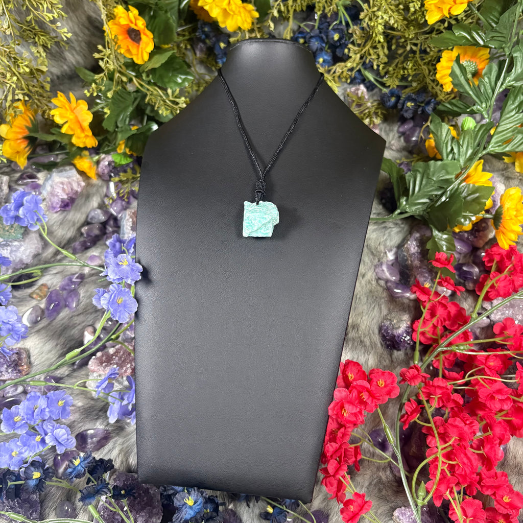 RAW Amazonite Earthstone Adjustable Cord Necklace