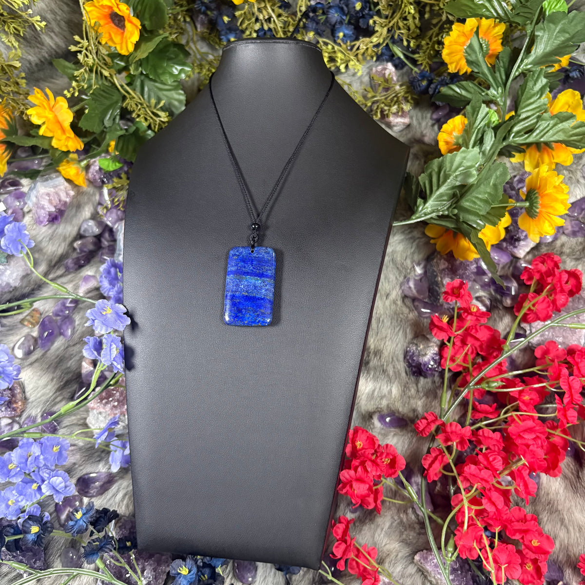 Lapis Lazuli Sacred Relic Necklace Adjustable Cord