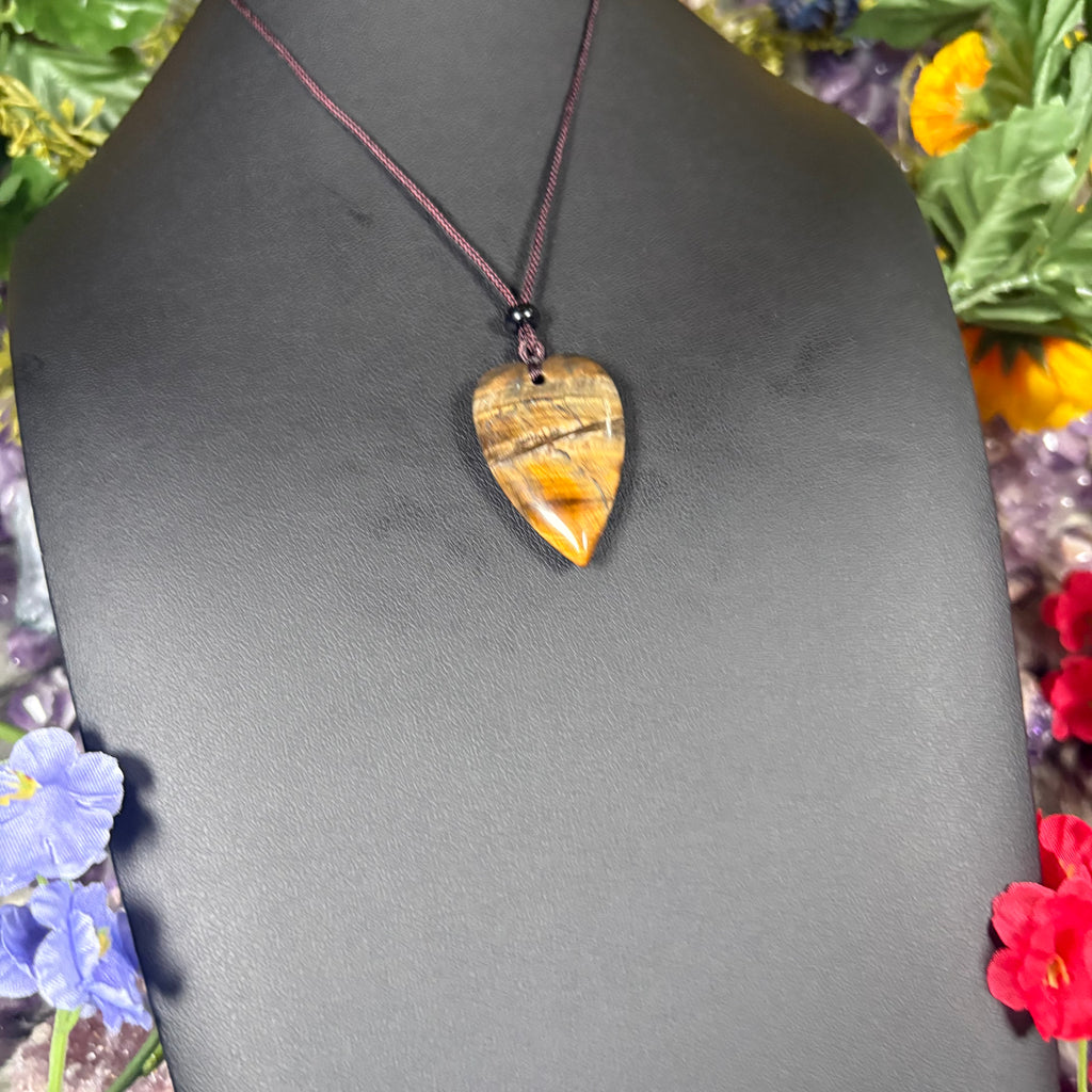 Tiger's Eye Heart Talisman Necklace
