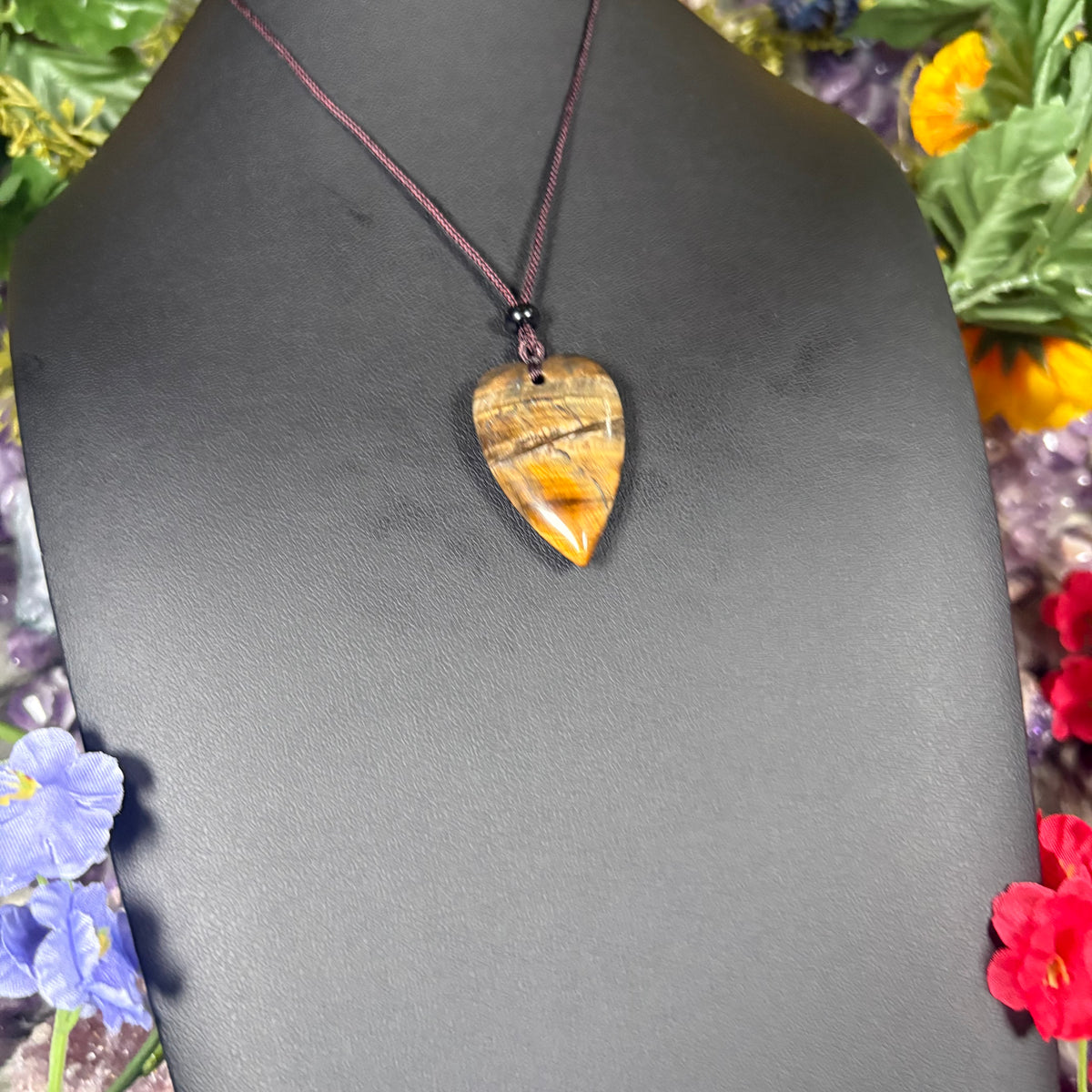 Tiger's Eye Heart Talisman Necklace