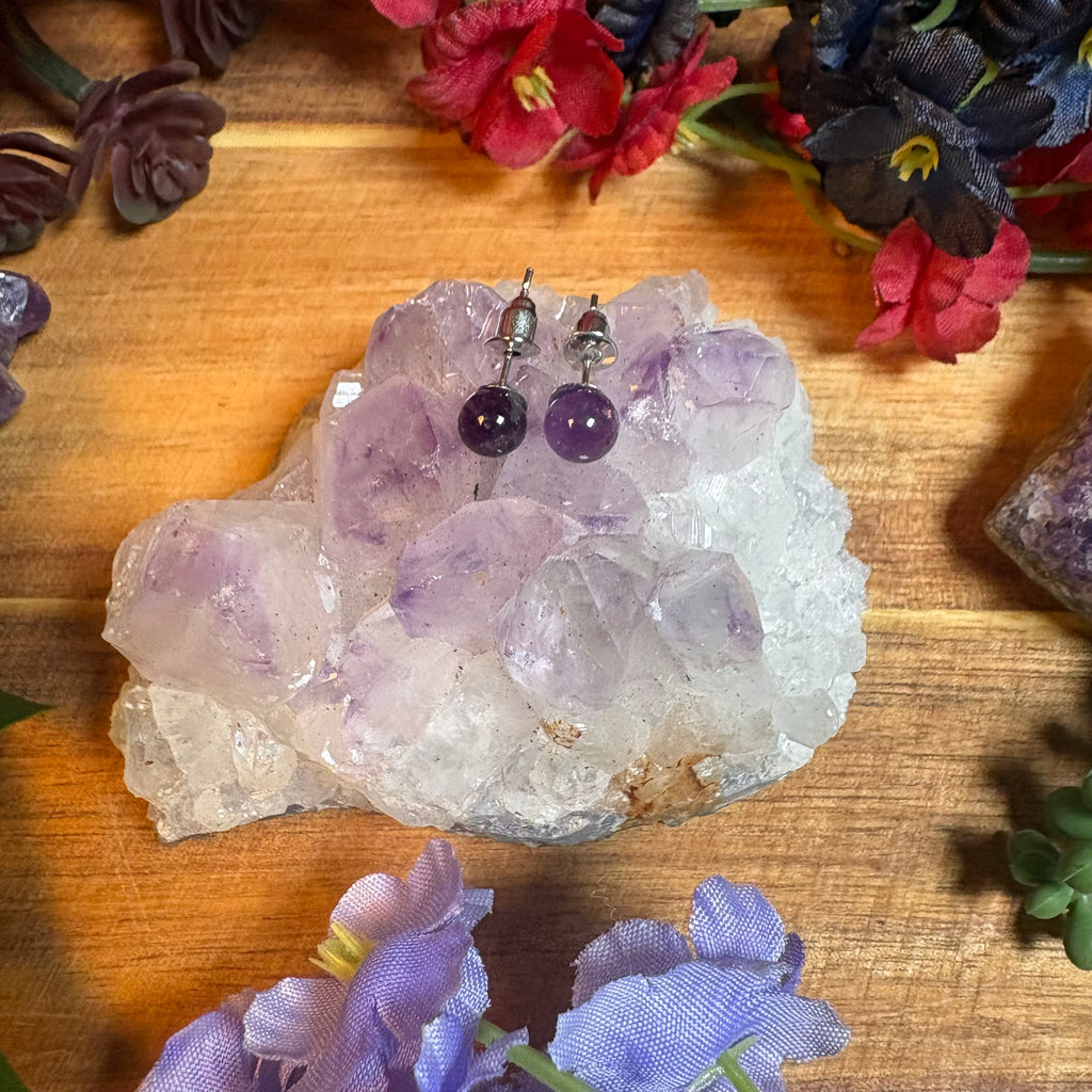 Amethyst Aura Stud Earrings