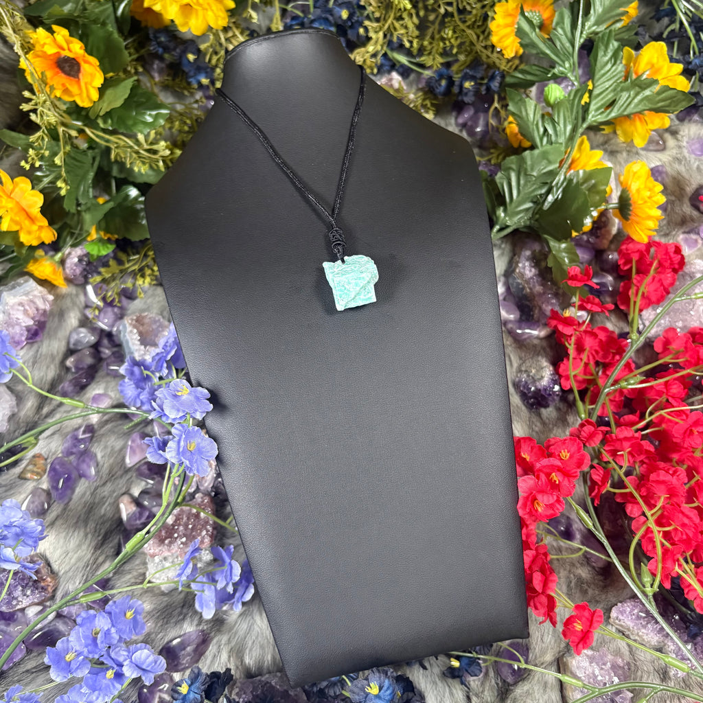 RAW Amazonite Earthstone Adjustable Cord Necklace