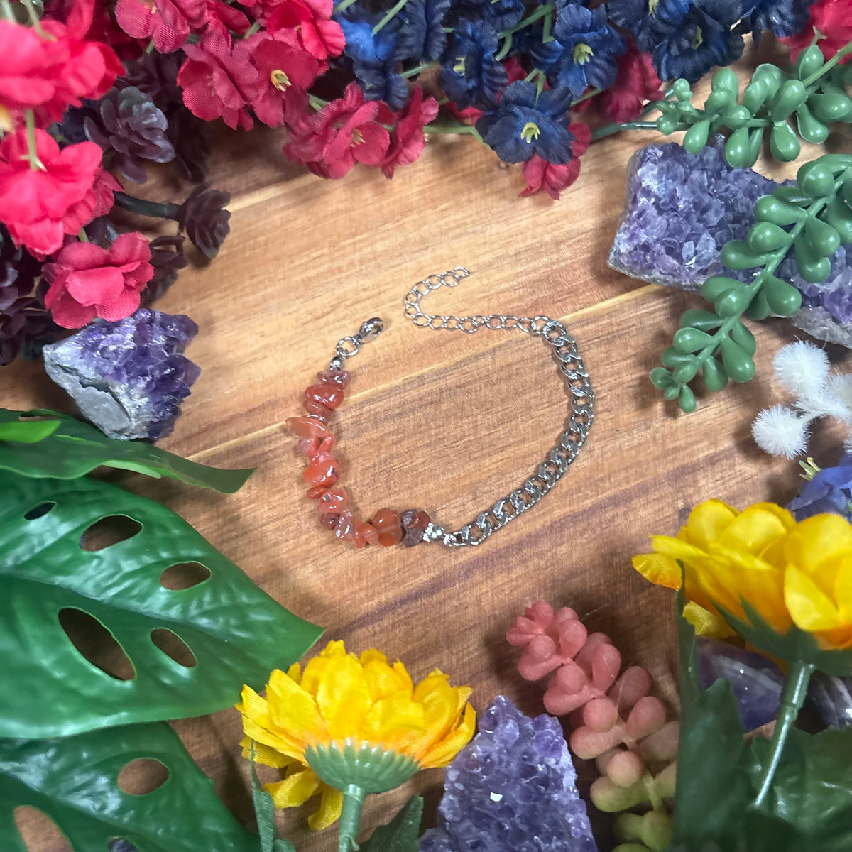 Carnelian Silver Aura Luxury Bracelet