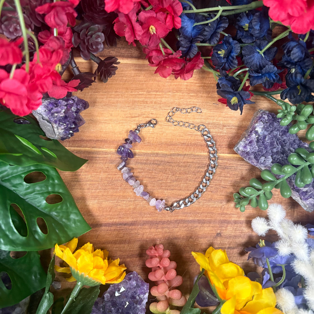 Amethyst Silver Aura Luxury Bracelet