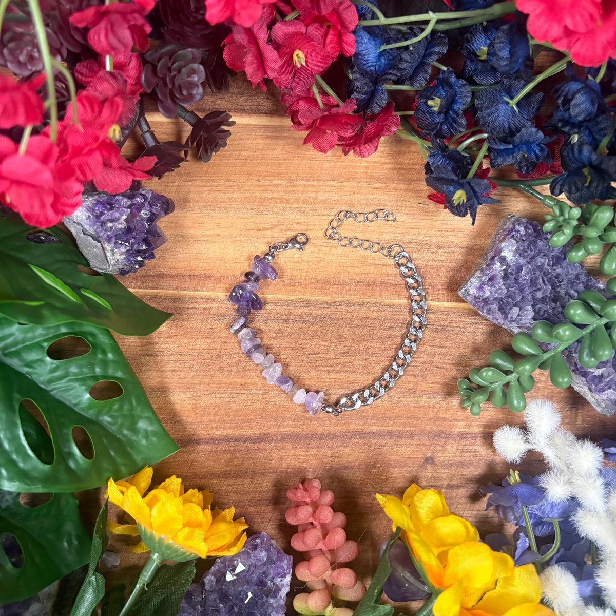 Amethyst Silver Aura Luxury Bracelet