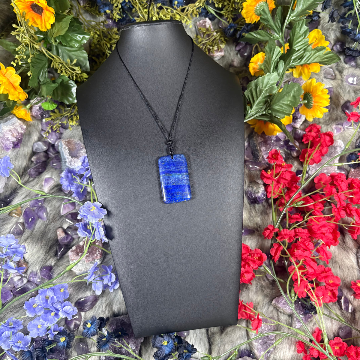 Lapis Lazuli Sacred Relic Necklace Adjustable Cord