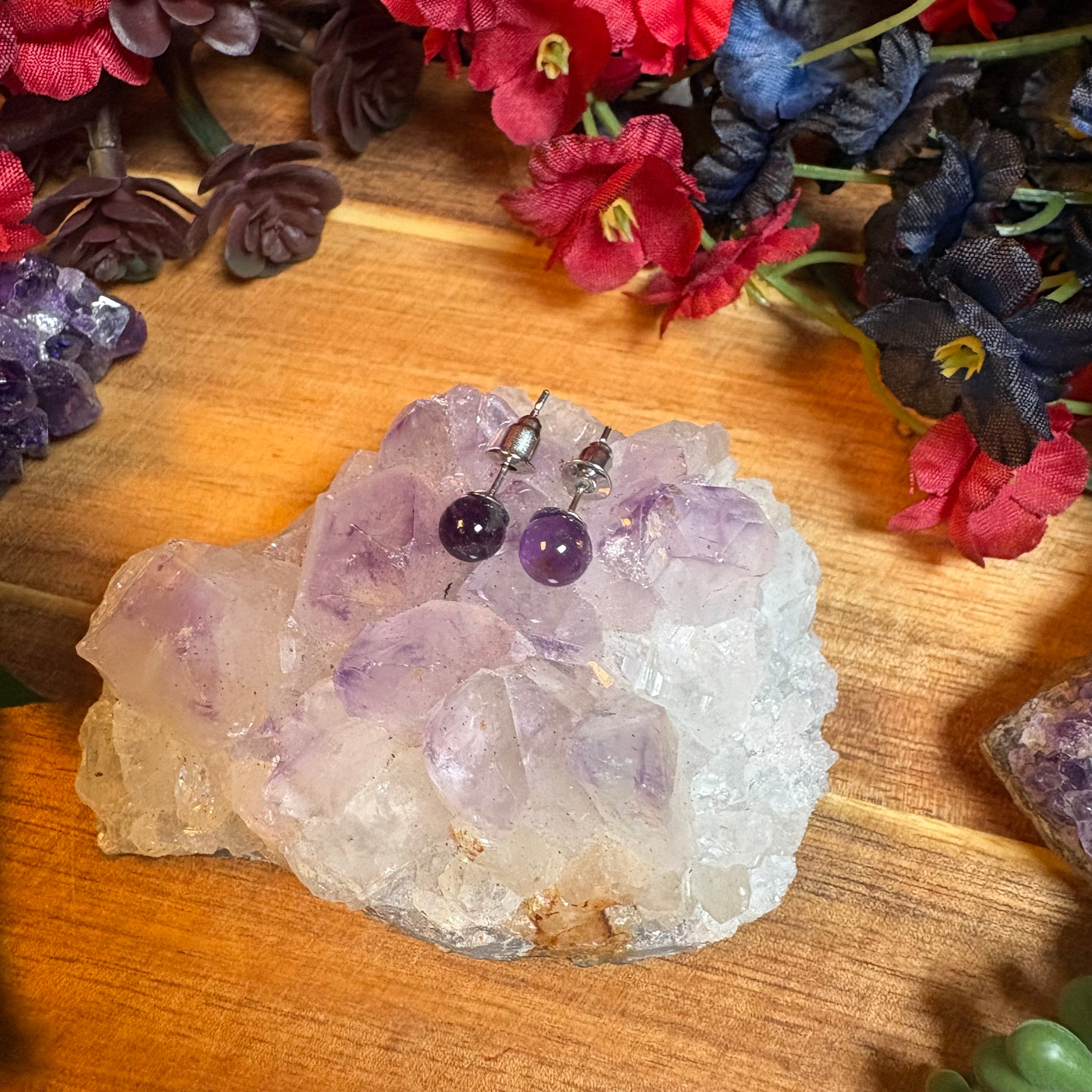 Amethyst Aura Stud Earrings