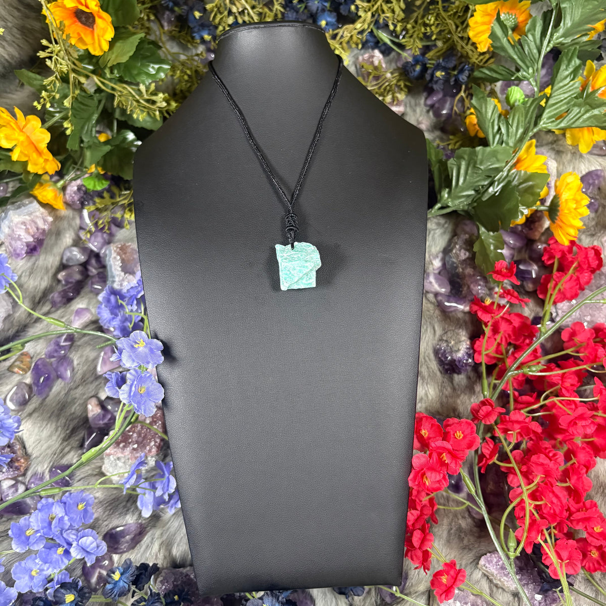 RAW Amazonite Earthstone Adjustable Cord Necklace