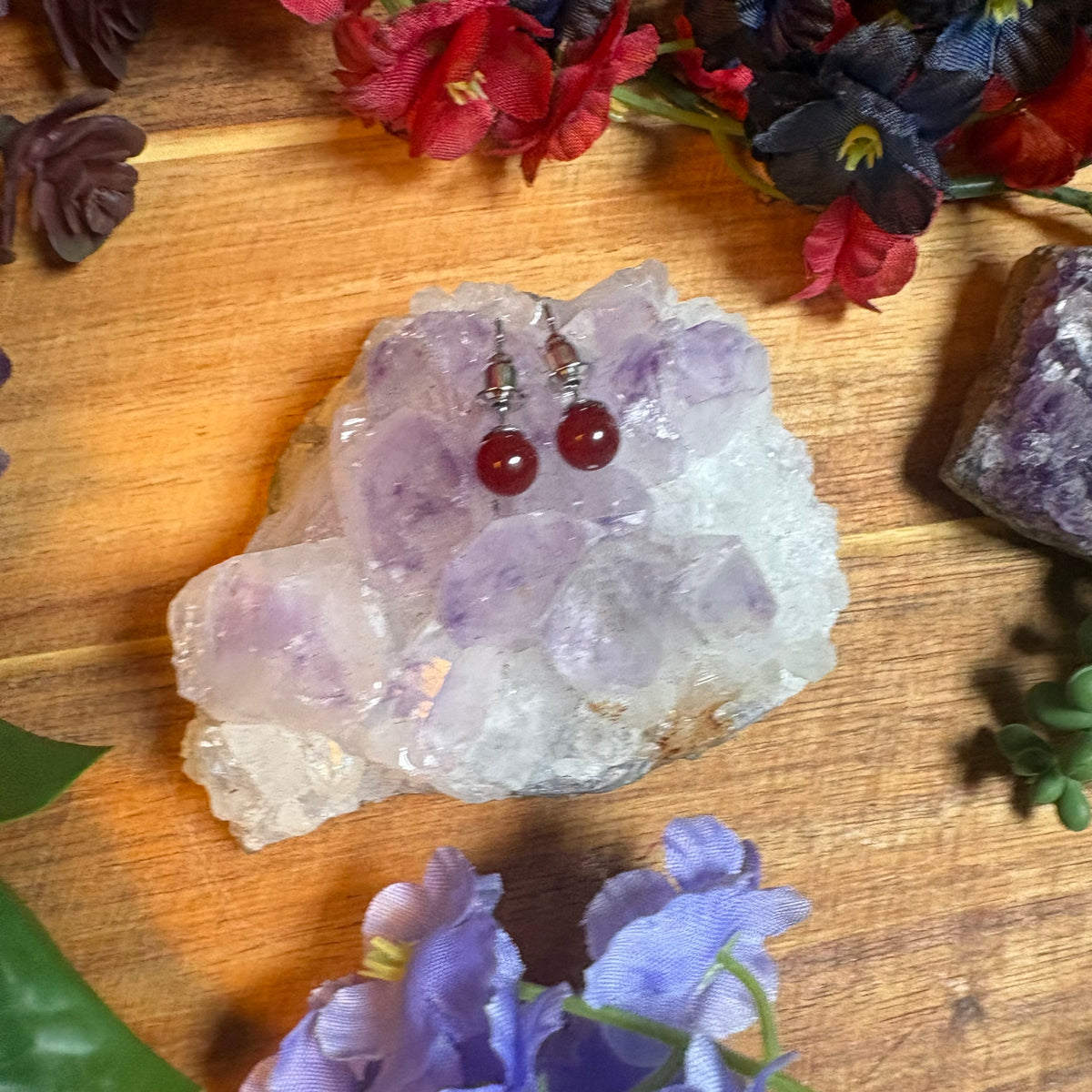 Red Agate Aura Stud Earrings