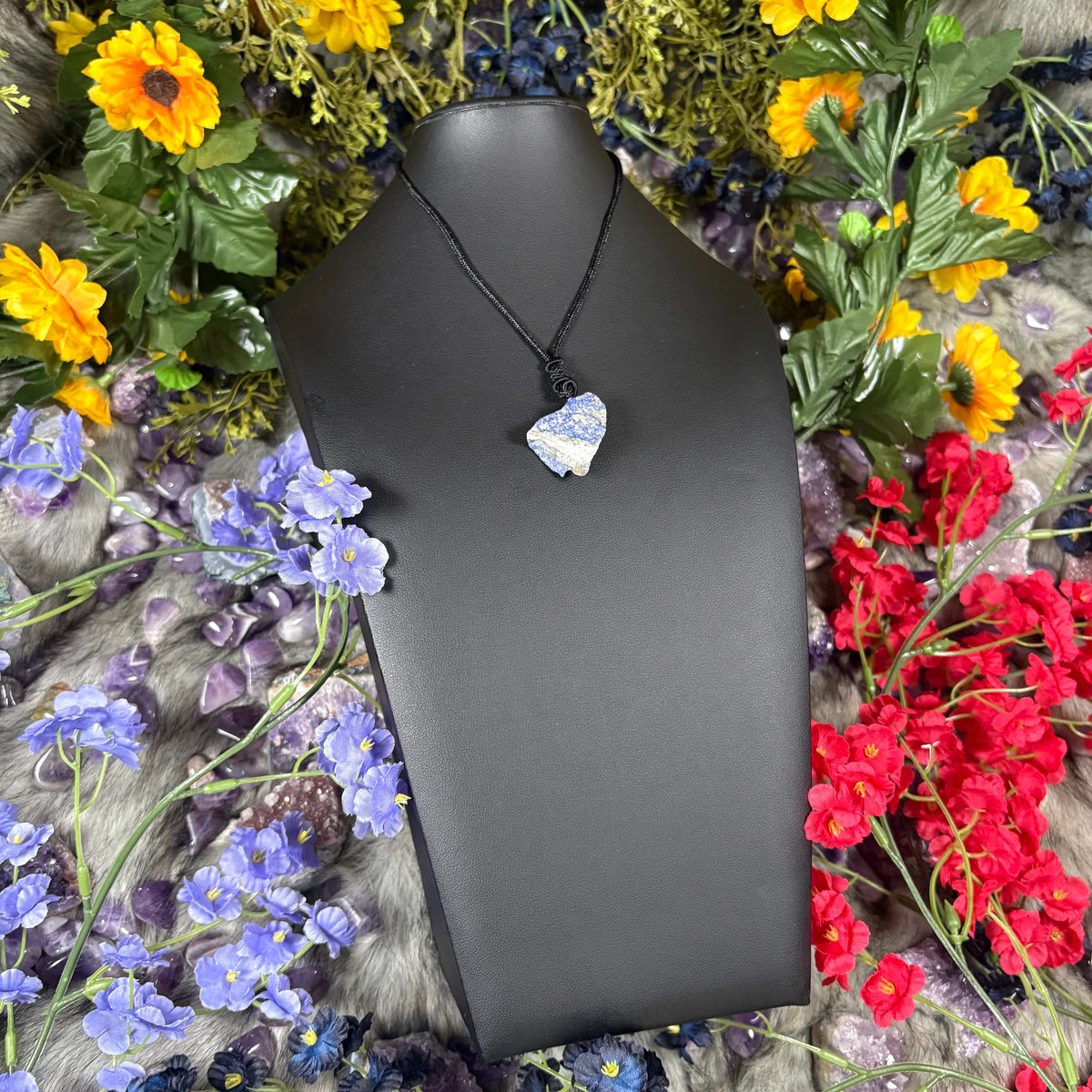 RAW Lapis Lazuli Earthstone Adjustable Cord Necklace