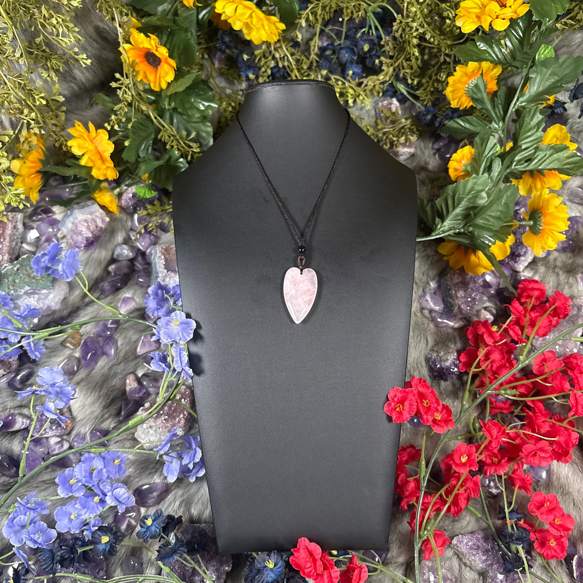 Rose Quartz Heart Talisman Necklace