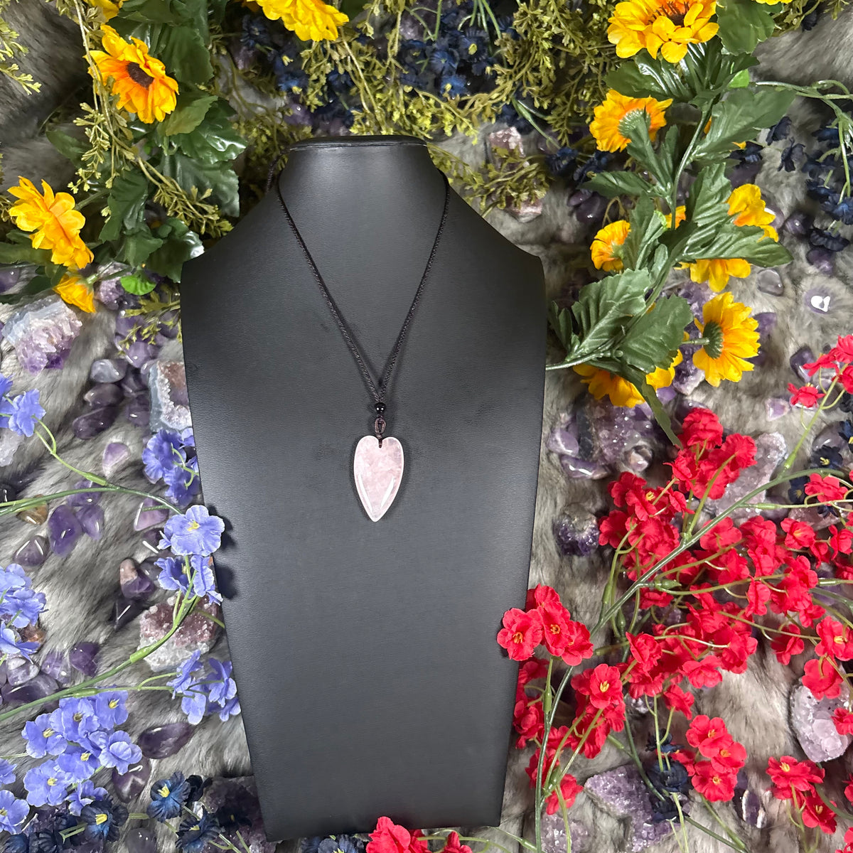 Rose Quartz Heart Talisman Necklace