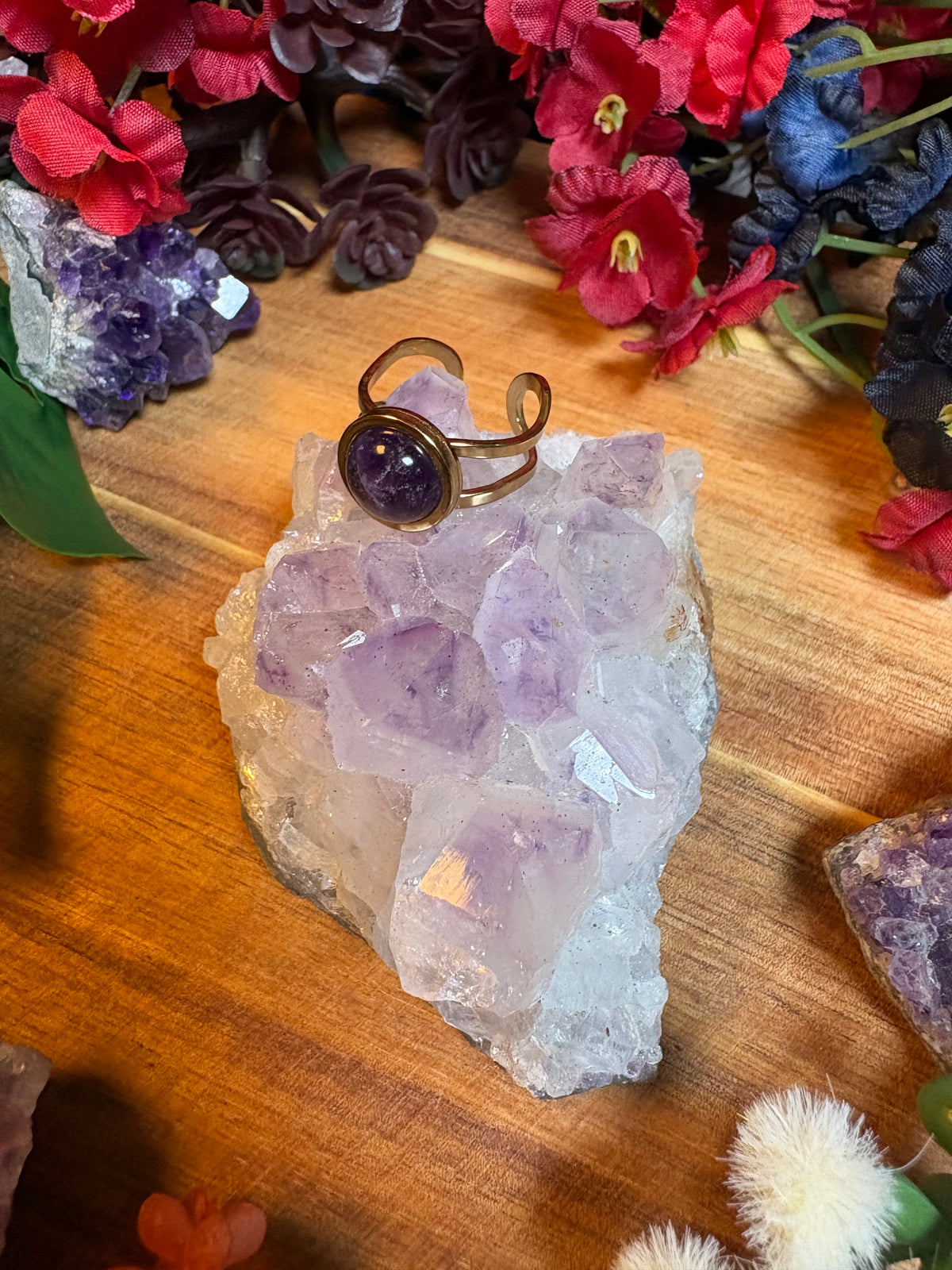 Amethyst SoulFire Gold Stainless Steel Ring
