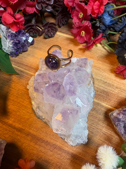 Amethyst SoulFire Gold Stainless Steel Ring