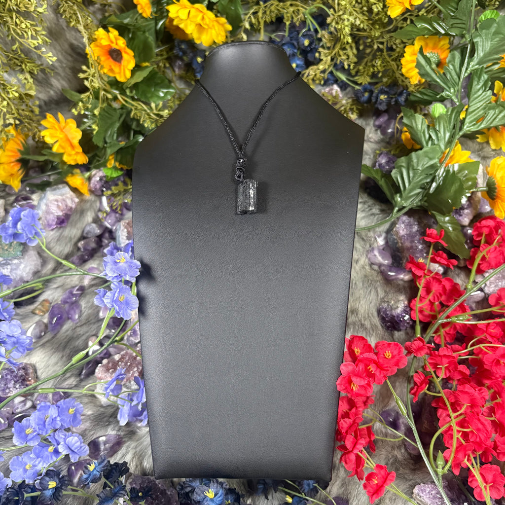 RAW Tourmaline Earthstone Adjustable Cord Necklace