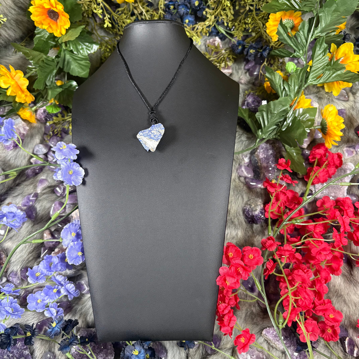 RAW Lapis Lazuli Earthstone Adjustable Cord Necklace