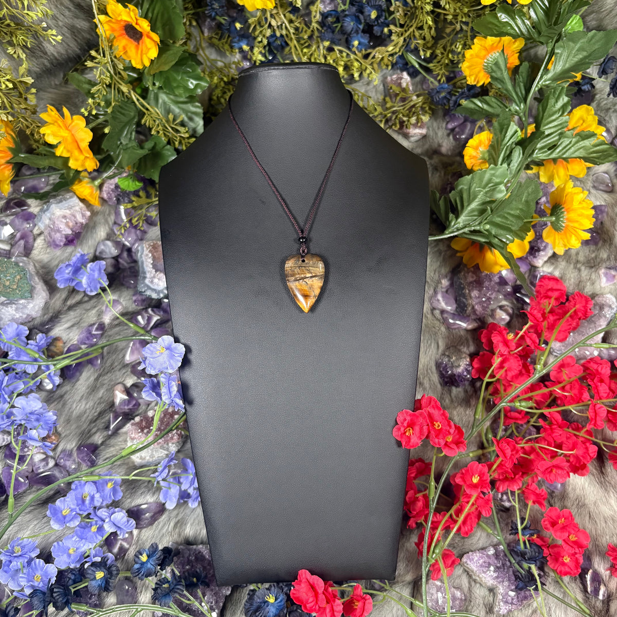 Tiger's Eye Heart Talisman Necklace