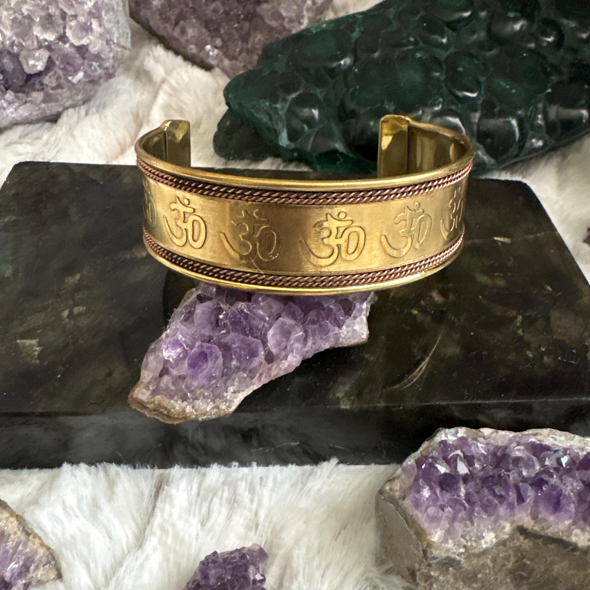 Om Energy Brass Wrist Cuff - Energy Band
