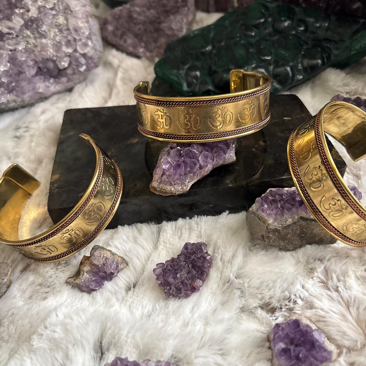 Om Energy Brass Wrist Cuff - Energy Band