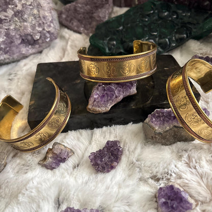 Om Energy Brass Wrist Cuff - Energy Band