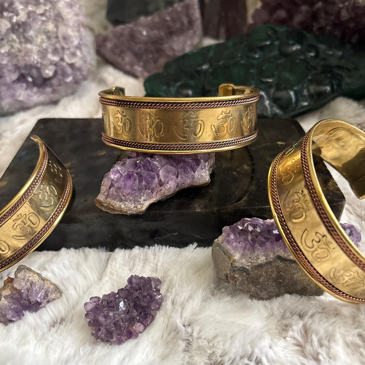 Om Energy Brass Wrist Cuff - Energy Band
