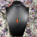 Red Jasper Hexagonal Double-Terminated Gold Stainless Steel Chain Necklace