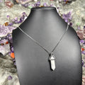 Howlite Crystal Hexagonal Double-Terminated Silver Stainless Steel Chain Necklace