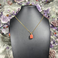 Red Jasper Crystal Gold Stainless Steel Chain Necklace