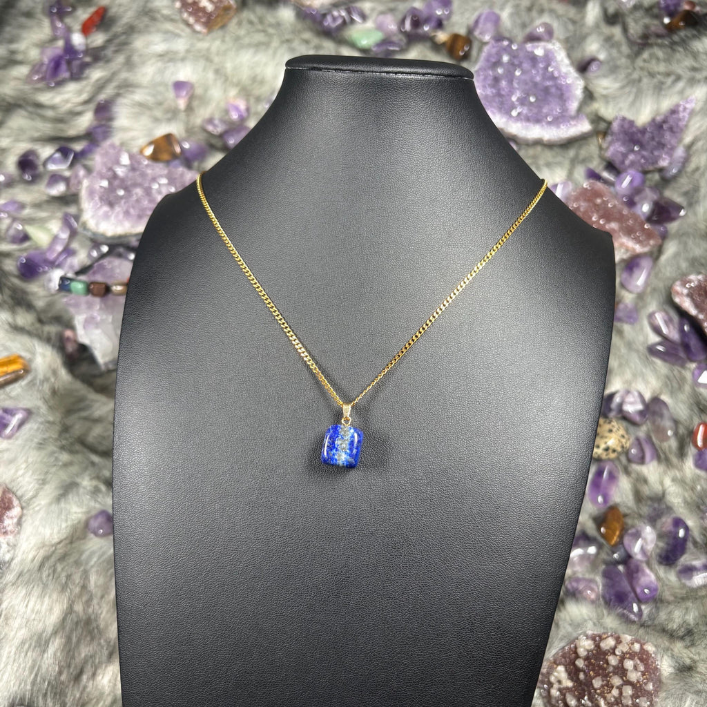 Lapis Lazuli Crystal Gold Stainless Steel Chain Necklace
