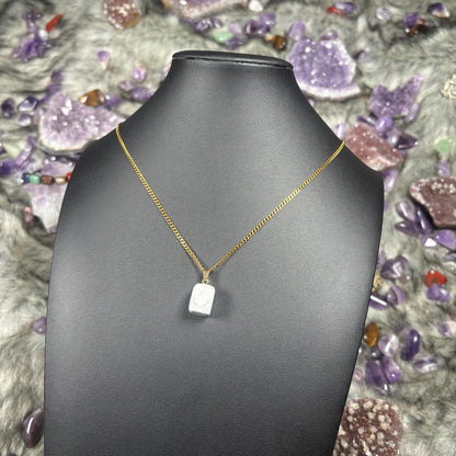 Howlite Crystal Silver Stainless Steel Chain Necklace