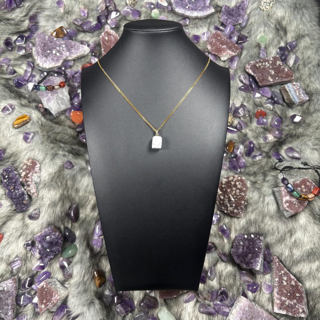 Howlite Crystal Silver Stainless Steel Chain Necklace