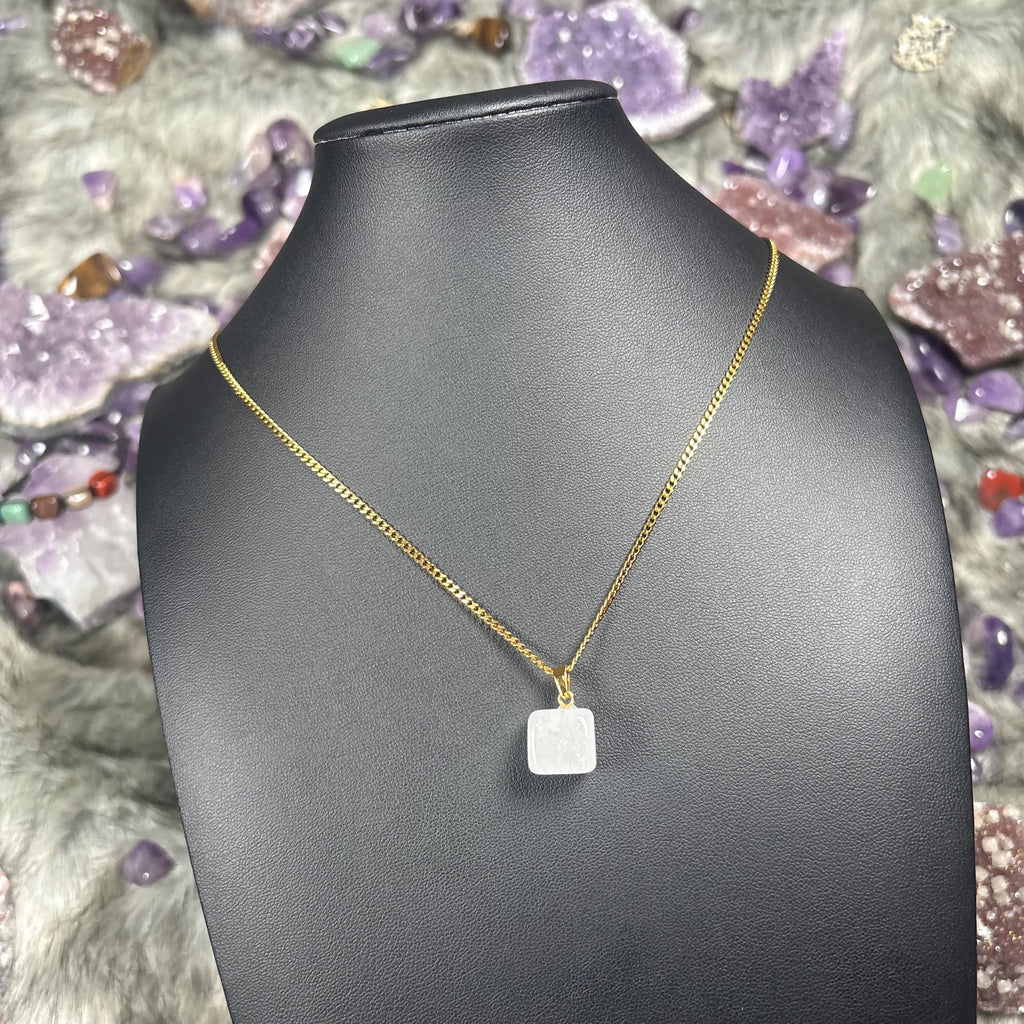 Clear Quartz Gold Stainless Steel Chain Necklace