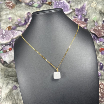 Clear Quartz Gold Stainless Steel Chain Necklace