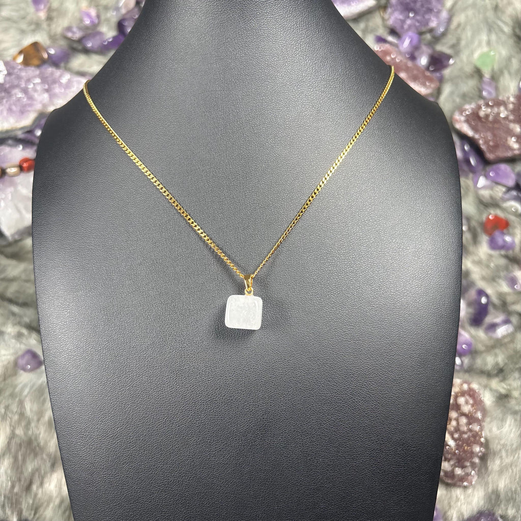 Clear Quartz Gold Stainless Steel Chain Necklace