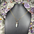 Labradorite Hexagonal Double-Terminated Gold Stainless Steel Chain Necklace