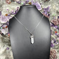 Clear Quartz Hexagonal Double-Terminated Silver Stainless Steel Chain Necklace