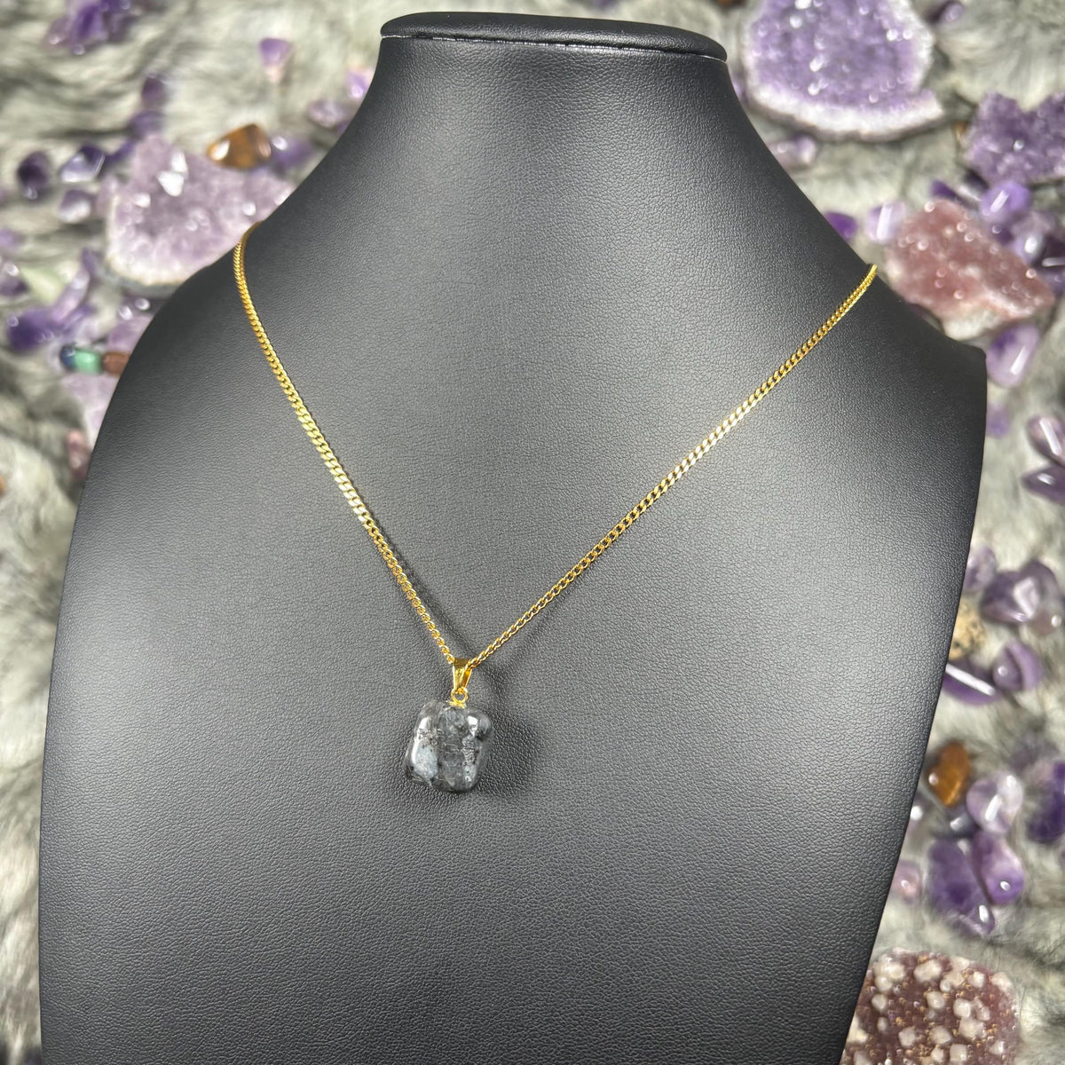 Larvikite Crystal Gold Stainless Steel Chain Necklace