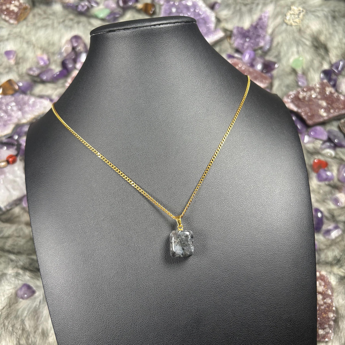 Larvikite Crystal Gold Stainless Steel Chain Necklace