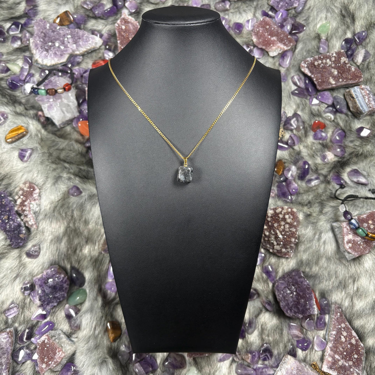 Larvikite Crystal Gold Stainless Steel Chain Necklace