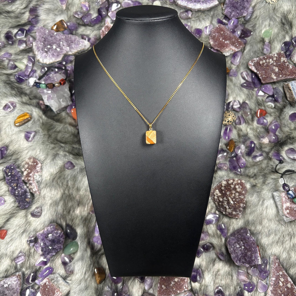 Picture Jasper Crystal Gold Stainless Steel Chain Necklace