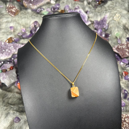Picture Jasper Crystal Gold Stainless Steel Chain Necklace