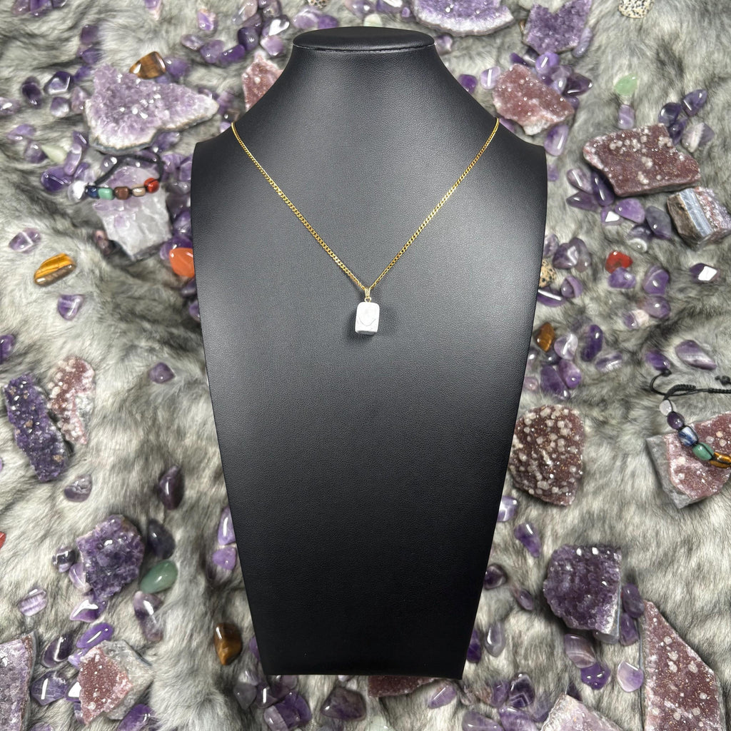Howlite Crystal Silver Stainless Steel Chain Necklace