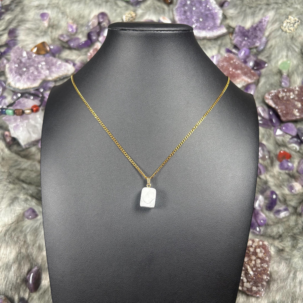 Howlite Crystal Silver Stainless Steel Chain Necklace