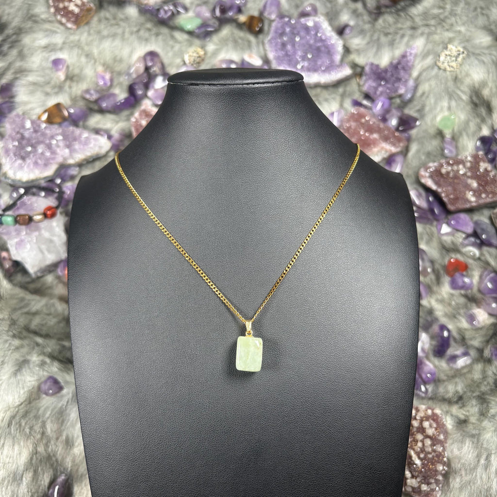 Jade Crystal Gold Stainless Steel Chain Necklace