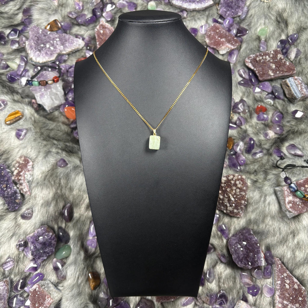 Jade Crystal Gold Stainless Steel Chain Necklace