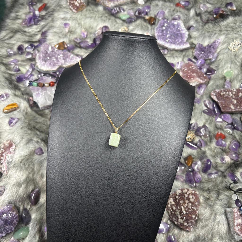 Jade Crystal Gold Stainless Steel Chain Necklace