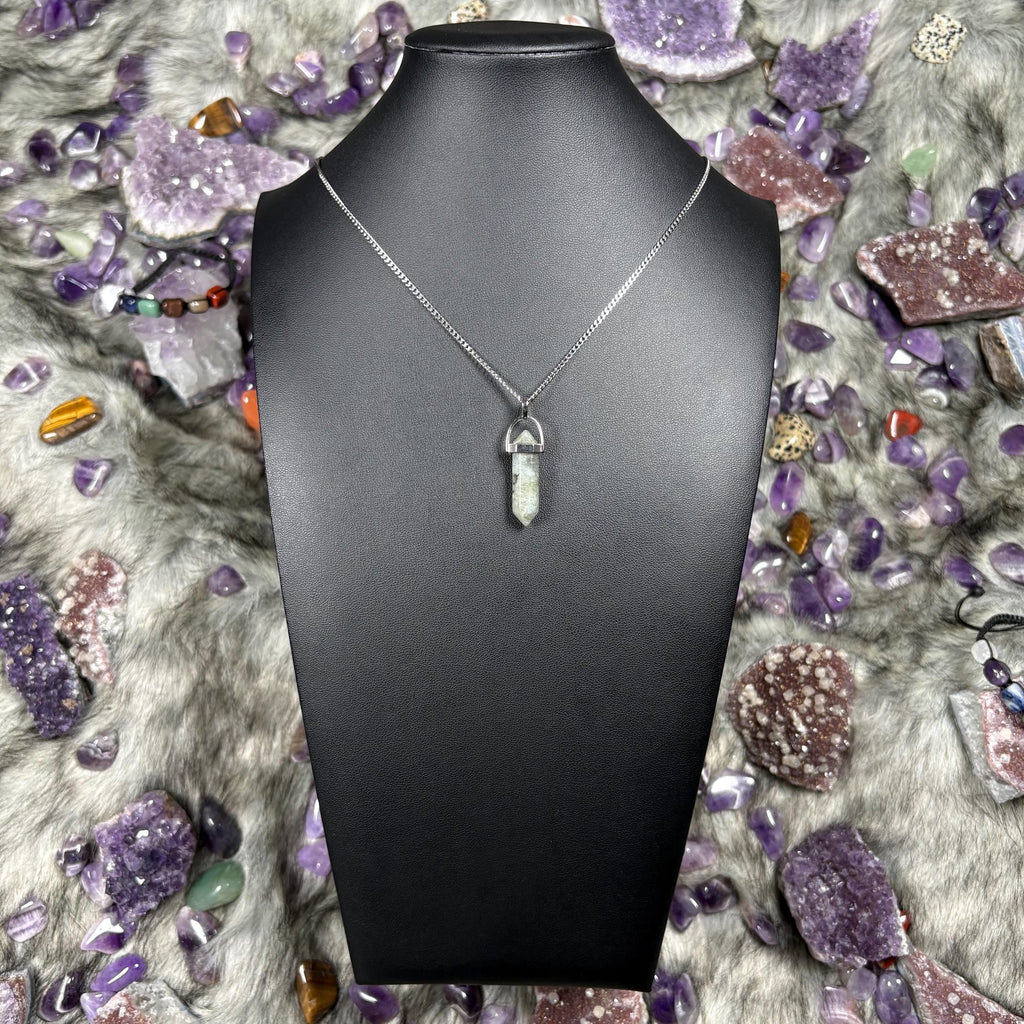 Labradorite Hexagonal Double-Terminated Silver Stainless Steel Chain Necklace